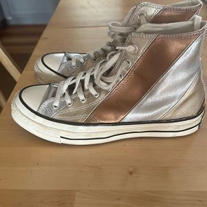 Converse metallic silver gold copper leather chuck taylor high tops